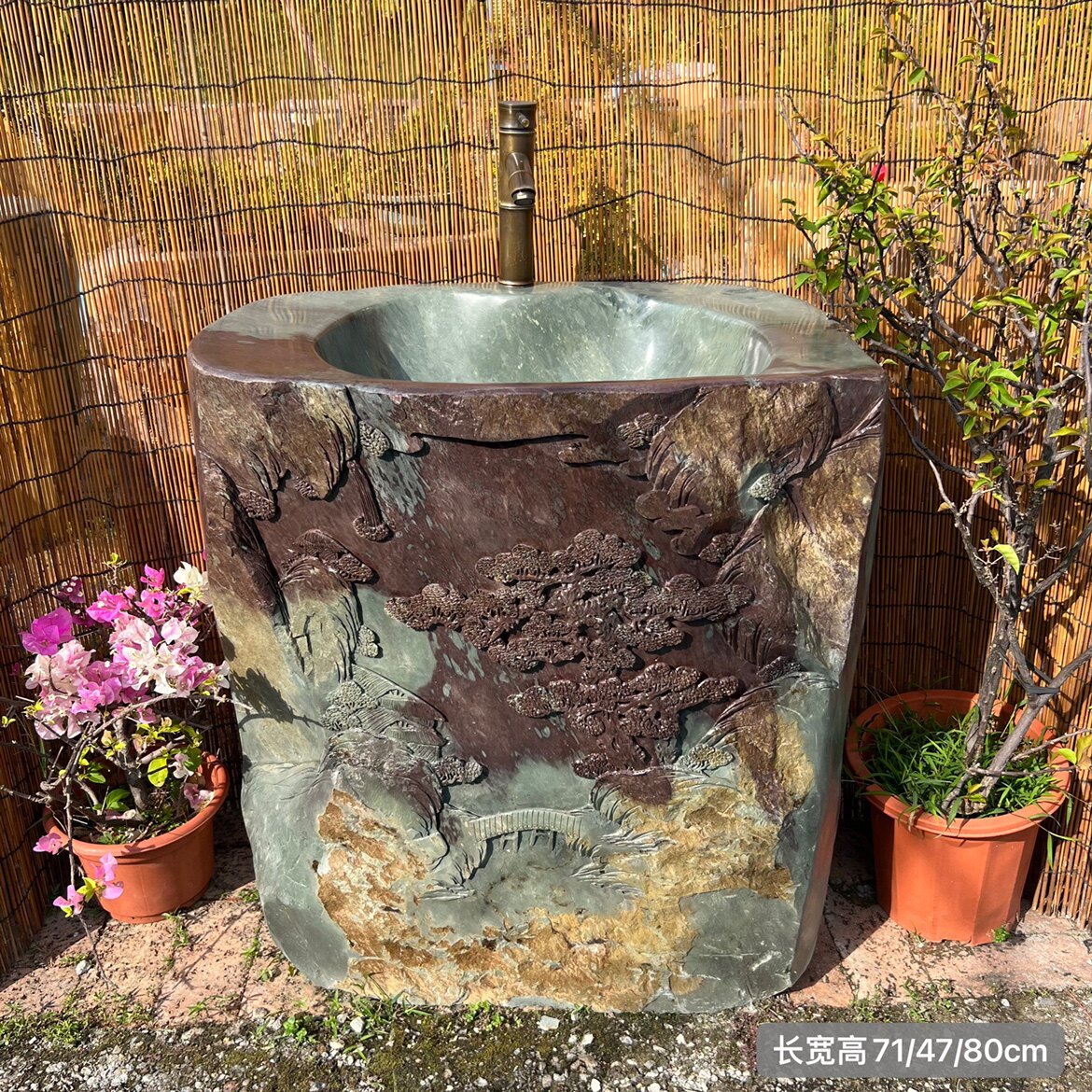 室外石头洗手盆庭院洗手池水池