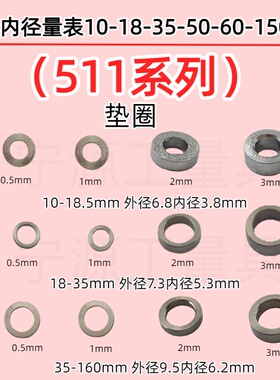 三丰内径量表垫片511系列10-18-35-160垫圈厚0.5/1/2/3mm国产配件