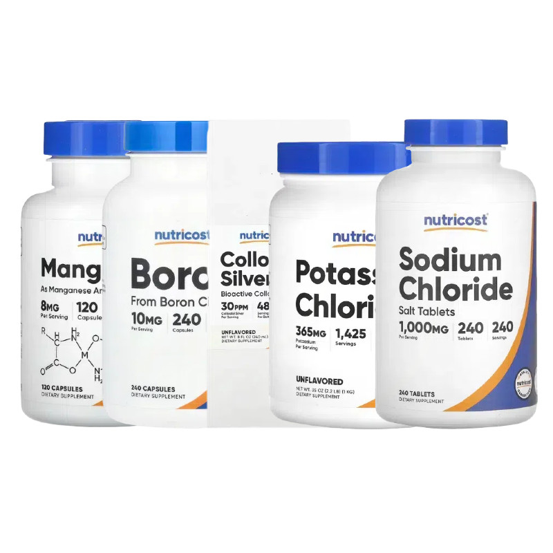 Nutricost葡萄糖柠檬酸氧化锌螯合物粉氯化钾钠胶体银锰硼锶铁硒