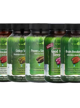 Irwin Naturals头大安MOOD睡压专注力5-HTP银杏脑PQQ一氧化氮眠