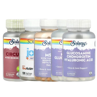 Solaray氨基葡萄糖Joint+Inflashield硫酸盐with姜黄乳香IbuActin