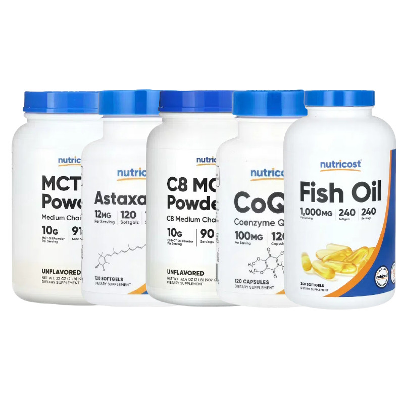 Nutricost鳕鱼肝C8月桂酸中链甘油三酯油粉CLA虾青素辅酶Q10泛醇