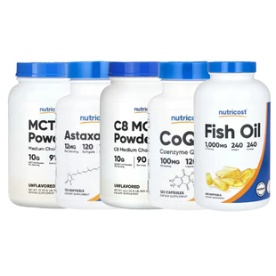 Nutricost鳕鱼肝C8月桂酸中链甘油三酯油粉CLA虾青素辅酶Q10泛醇