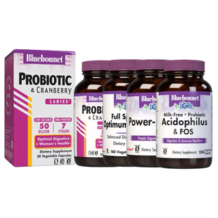 Bluebonnet无牛奶益生菌乳酸菌和POWER果胶ZYMES蔓越橘益生元多酶