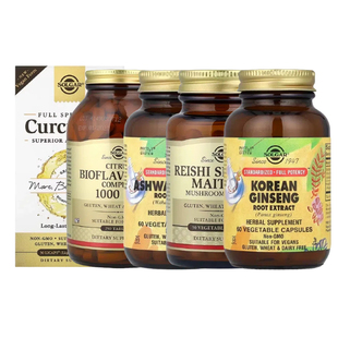 Solgar飞蛾叶高丽人参根灵芝香菇舞茸提取物柑桔生物类黄酮复合片