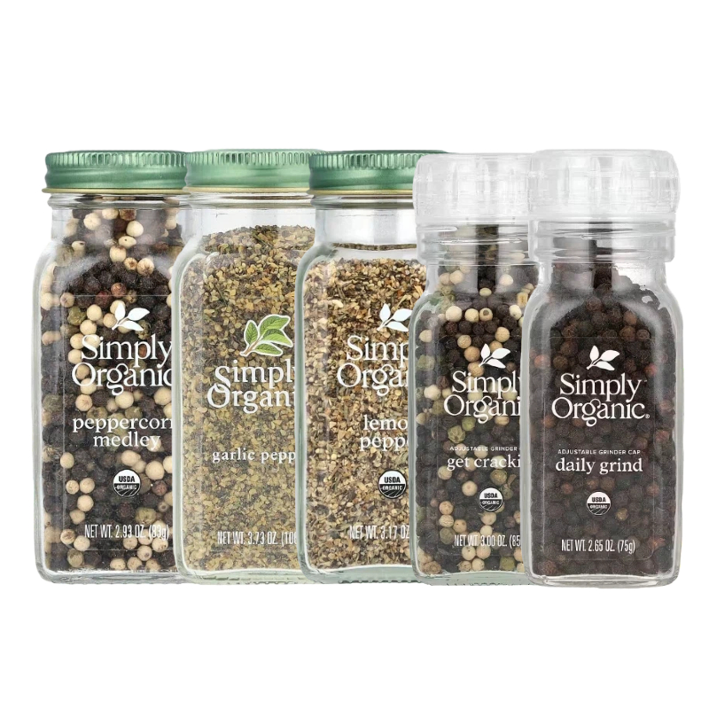 Simply Organic有机Get大蒜Crackin粗黑白柠檬胡椒配料混合装粒粉