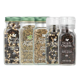 Simply Organic有机Get大蒜Crackin粗黑白柠檬胡椒配料混合装粒粉