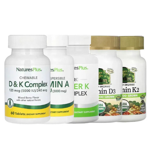 NaturesPlus水分散生物维生素D3动物大游行K2复合A命之源D面霜E油