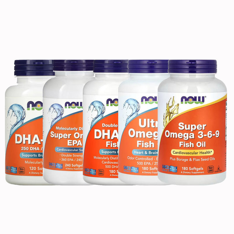 NOW FOODS 鱼油 Omega-3 EPA DHA Omega 3-6-9鱼胶囊甘油三酯VD