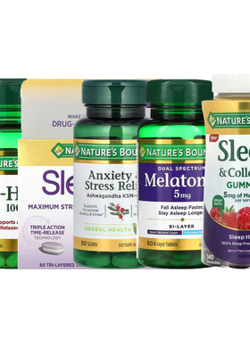 自然之宝双光谱睡褪黑素眠3压Anxiety情&Stess绪力圣约翰草5-HTP