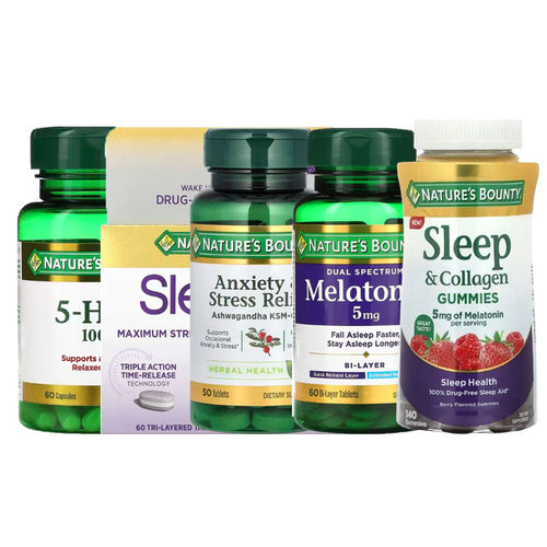 自然之宝双光谱睡褪黑素眠3压Anxiety情&Stess绪力圣约翰草5-HTP