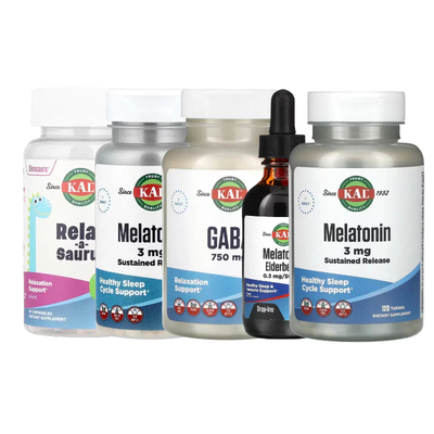 KAL褪黑素荷尔蒙SR喷雾接骨木果滴剂GABA微片Relax-a-Saurus放松