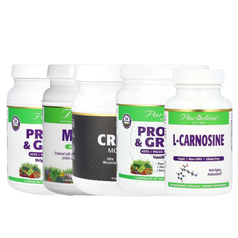 Paradise Herbs乳清Maca豌豆Up素食能量蛋白质和绿色食品Greens粉