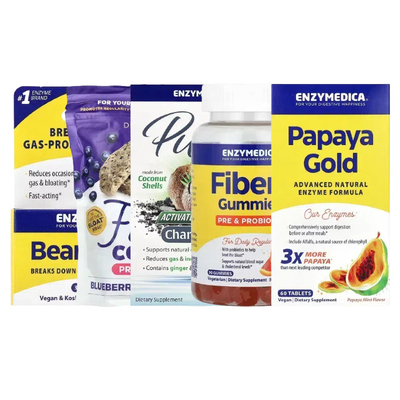 Enzymedica木瓜Papaya活性炭Gold姜维生素B6纤维曲奇益生菌元GAS