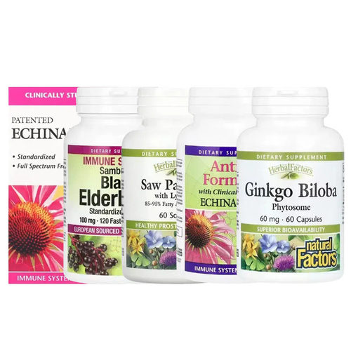 Natural Factors银杏有机低短链碳水化合物黑接骨木果抗V配方人参