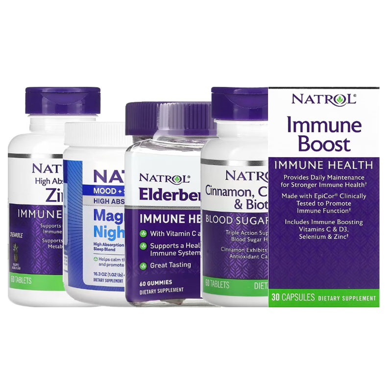 Natrol肉桂铬生物素血接骨木糖IMMUNE甘氨酸镁夜间HEALTH易吸收锌