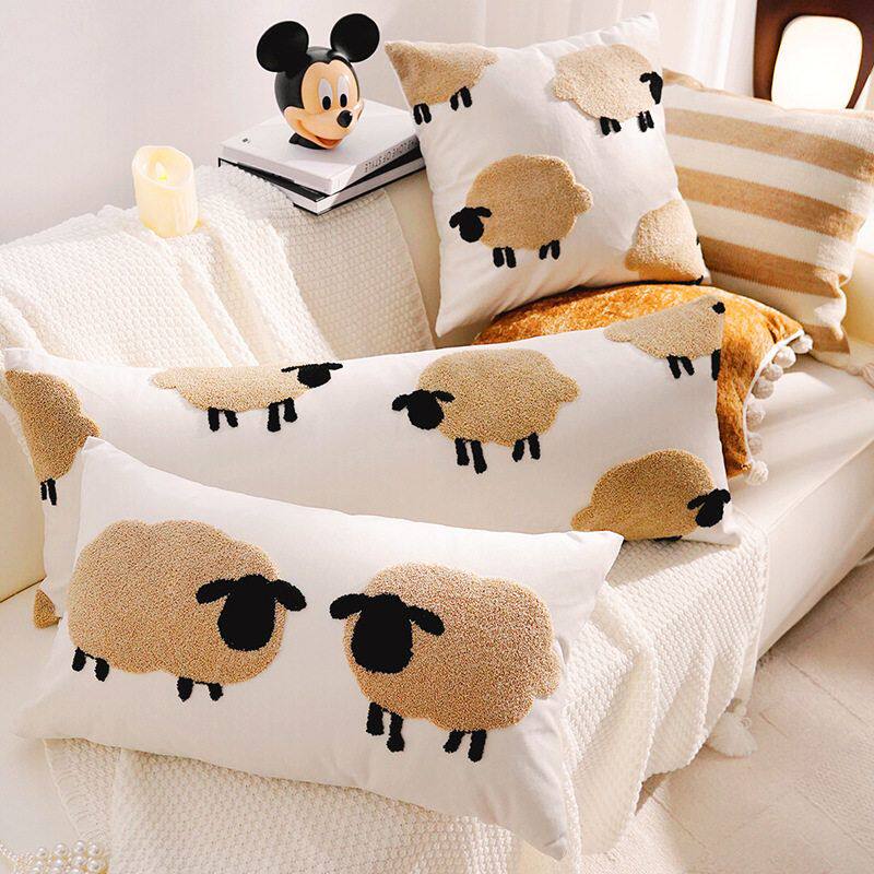 ins风奶油色棕色轻奢高级感抱枕套床上客厅沙发飘窗靠枕靠垫含芯