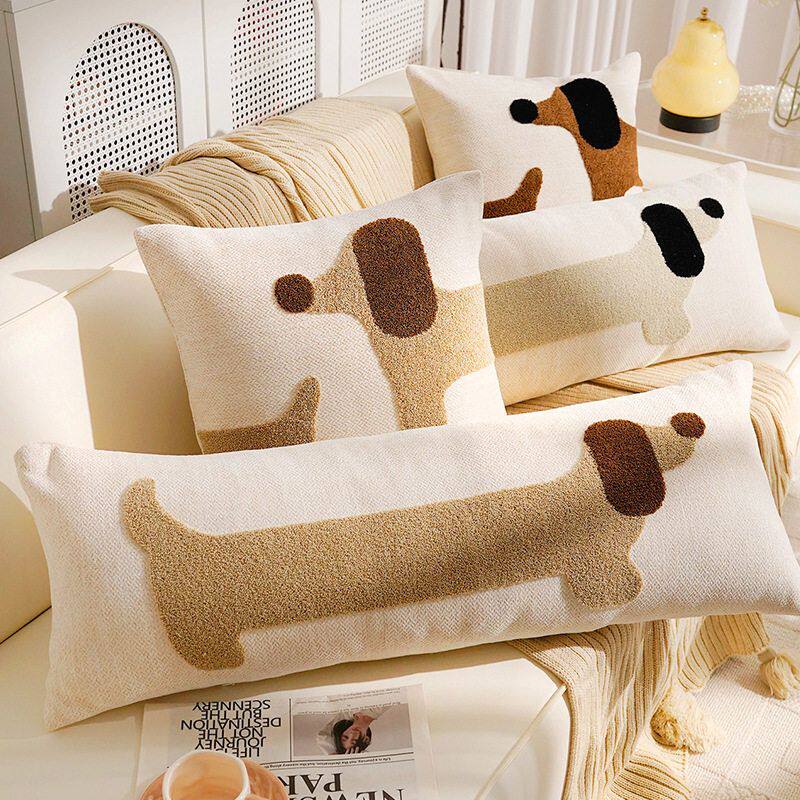可爱卡通小狗长条抱枕套儿童房加长靠枕含芯原创简约动物沙发靠垫