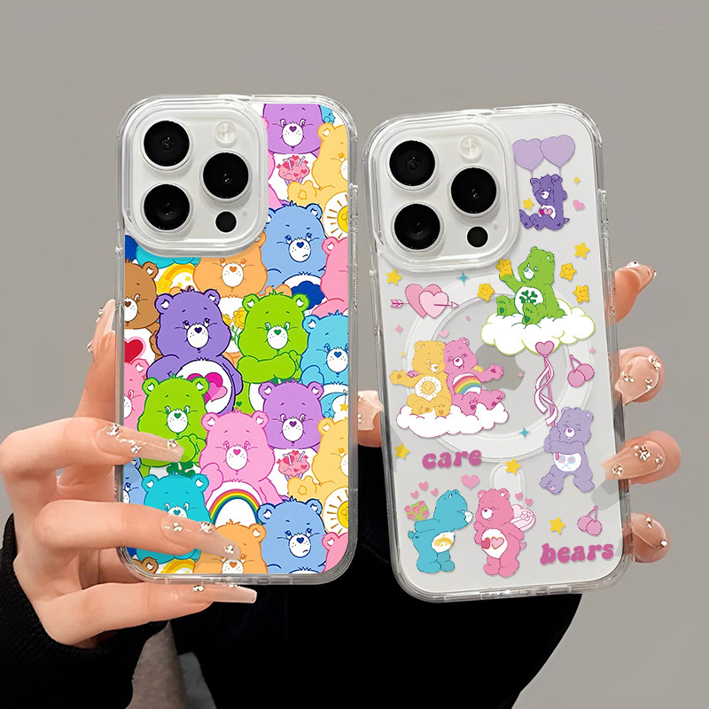 磁吸手机壳彩虹熊卡通ins适用于iPhone17苹果16promax手机壳透明磁吸13/14亚克力11/15硬壳三星S26/S24/S25图片
