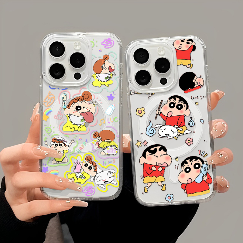 蜡笔小新小葵可爱适用于iPhone17苹果15promax手机壳透明磁吸全包款16/12保护壳13/14硬壳亚克力三星S24/S25