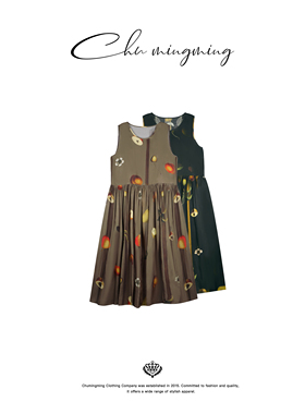 CHU楚妞铜氨丝水果印花背心连衣裙2026夏季新款女甜美减龄裙子