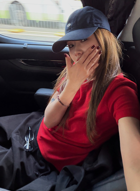 CHU楚妞[软乎]涤棉重磅圆领短袖T恤2026春季新款女休闲百搭上衣