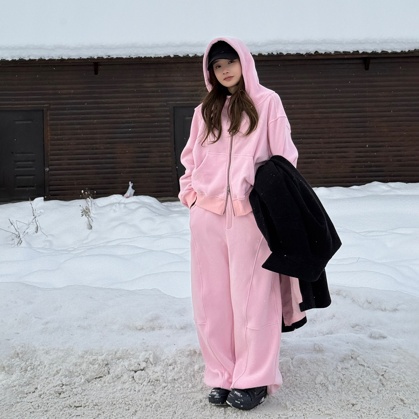 CHU楚妞[慢奏]双面摇粒绒连帽卫衣卫裤两件套2025冬季新款女套装,女装/女士精品,时尚套装,淘宝优惠券,粉丝福利购,淘宝优惠卷