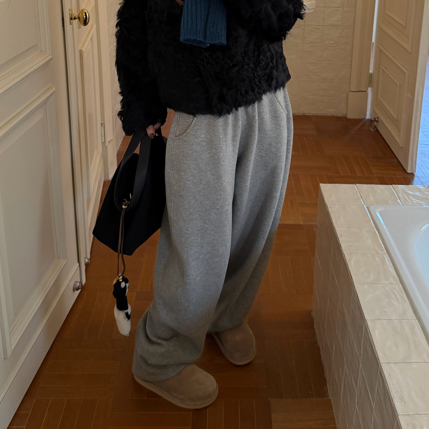 醋酸长绒棉松紧腰休闲香蕉长裤子