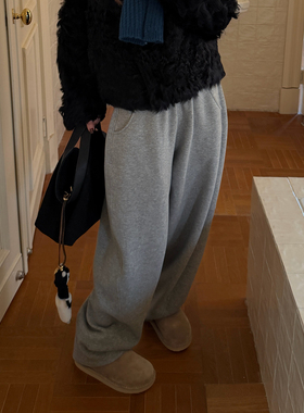 CHU楚妞[团宠]醋酸长绒棉松紧腰休闲长裤2025冬季新款女香蕉裤子