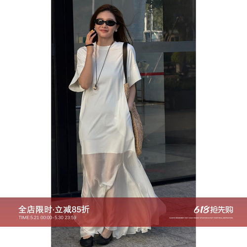 莫代尔天丝肤感拼接连衣裙裙子