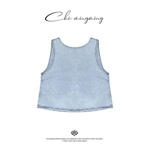 纯棉牛仔U型领休闲百搭吊带背心