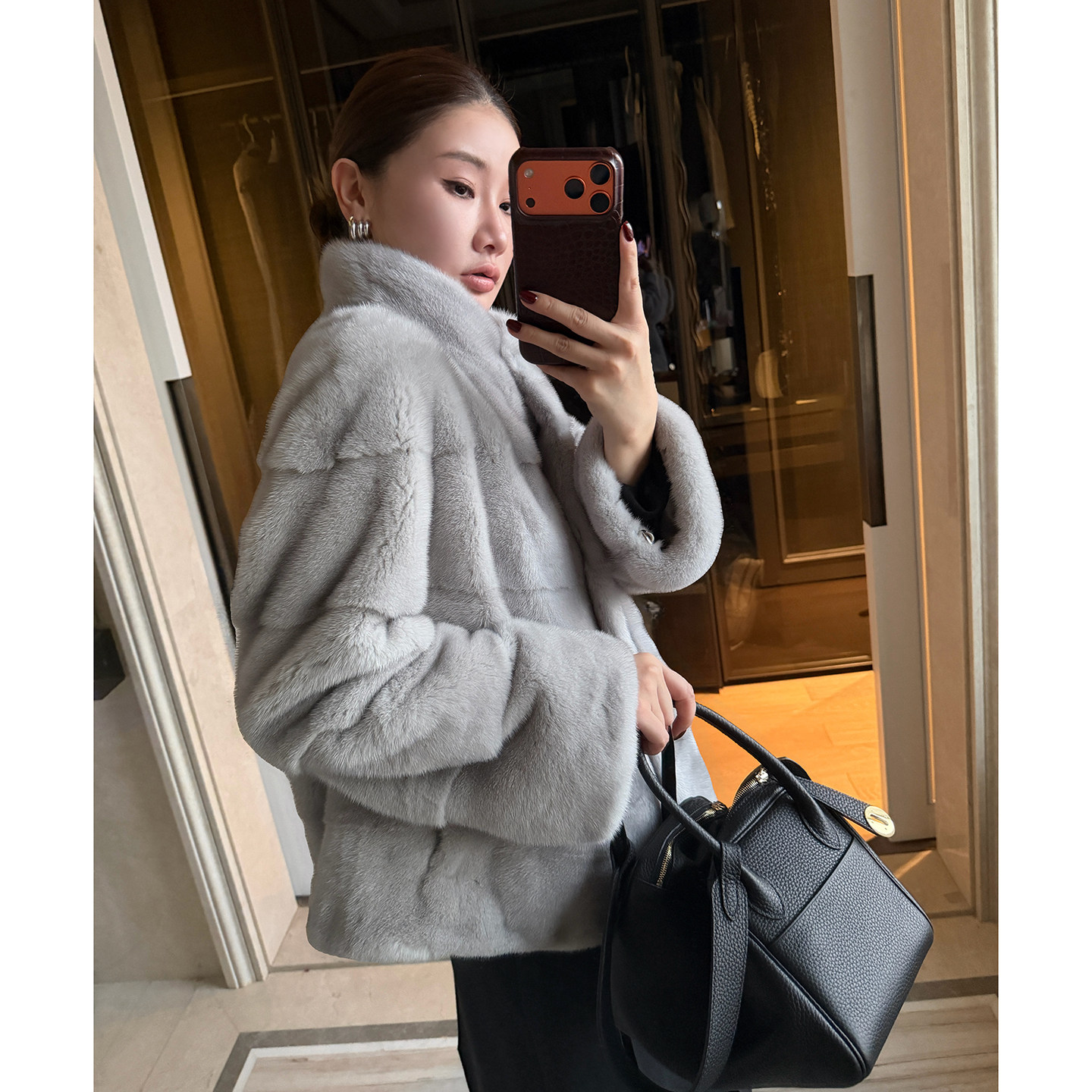 CHU楚妞[霜蓉]蓝宝石进口短款水貂毛貂皮皮草2025冬季新款女外套,女装/女士精品,皮草,淘宝优惠券,粉丝福利购,淘宝优惠卷