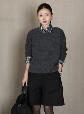 CHU楚妞[叠境]羊毛混纺假两件针织衫2026春季新款女复古毛衣上衣