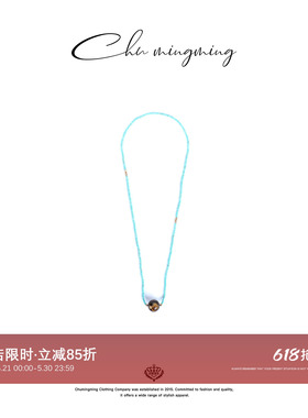 CHU楚妞溶洞珠串项链复古蓝色石头串珠锁骨链百搭小众脖颈链女款