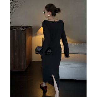 新款 天丝钉珠褶皱开叉连衣裙2026夏季 女高级感裙子 界定 CHU楚妞