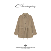 CHU楚妞 女外套 新款 鹿茸 山羊高脂皮细带收腰皮草皮衣2026年春季