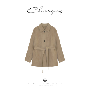 新款 山羊高脂皮细带收腰皮草皮衣2026年春季 女外套 鹿茸 CHU楚妞