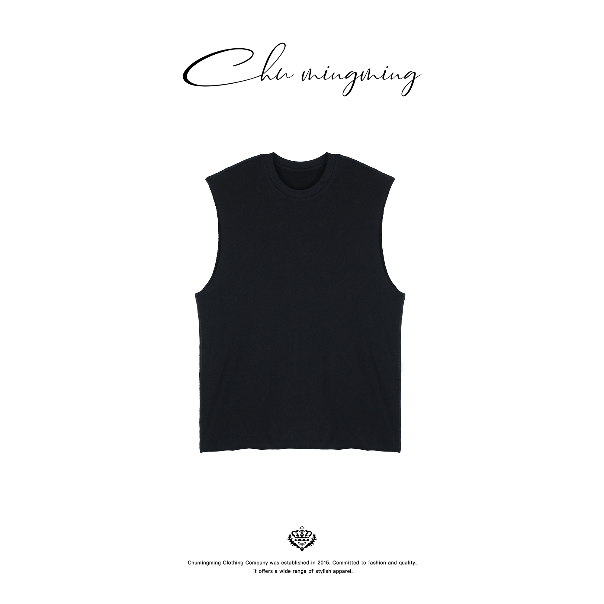 天丝棉圆领无袖马甲休闲坎肩背心