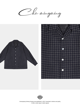 CHU楚妞棋盘格原创设计2025年冬季细格衬衣