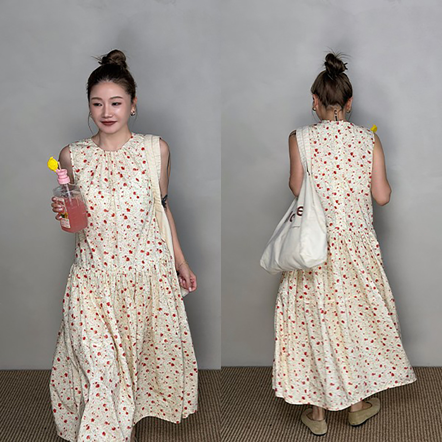 CHU楚妞【樱禾】高级感法式碎花褶皱纯棉2026新款夏季背心裙女夏图片
