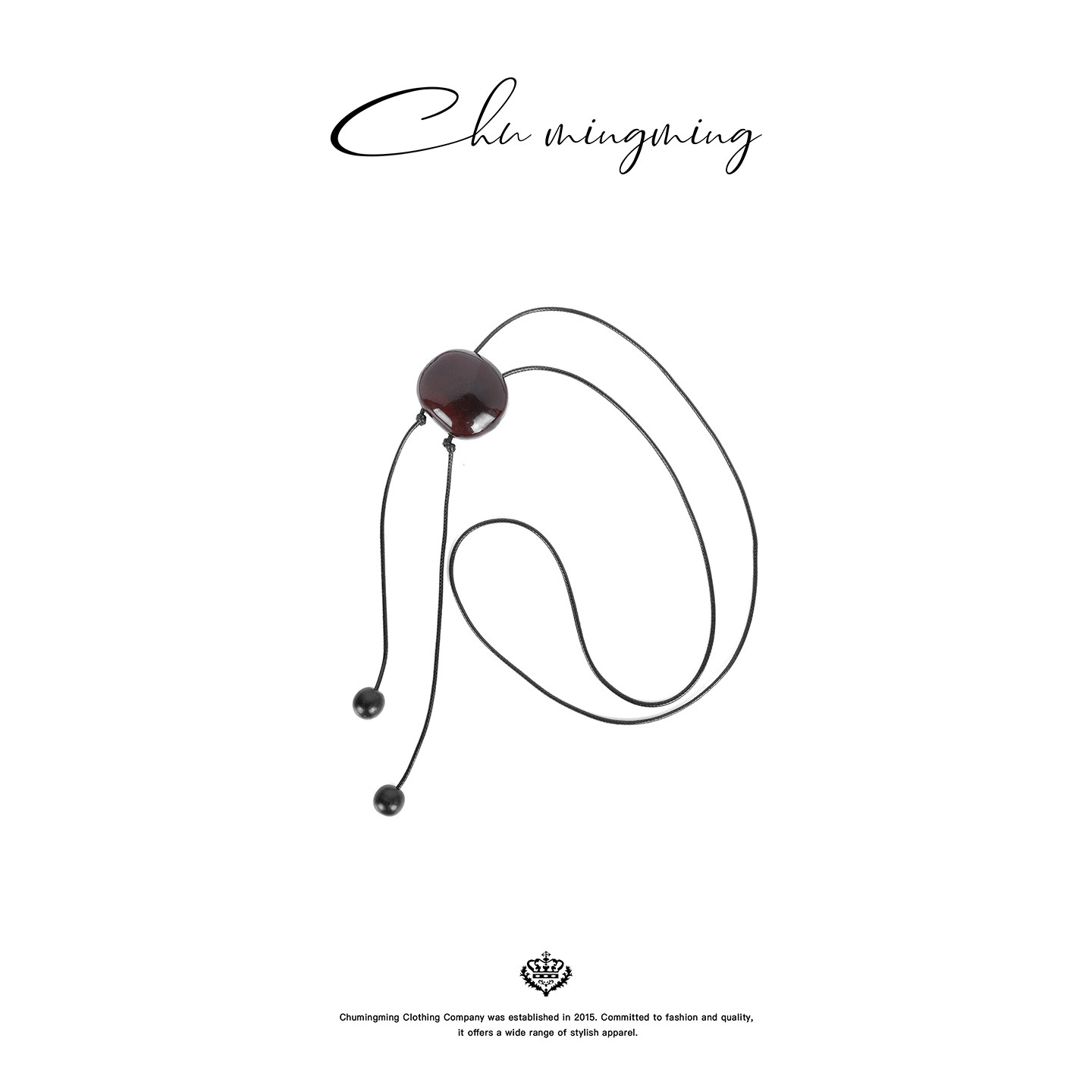 CHU楚妞乌木蜡绳菩提石项链2025新款轻奢小众高级感毛衣链配饰