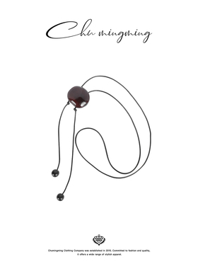 CHU楚妞乌木蜡绳菩提石项链2025新款轻奢小众高级感毛衣链配饰