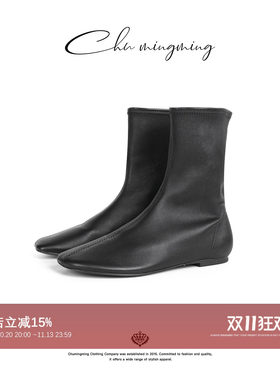 软糯进口弹力羊皮气质百搭中筒靴