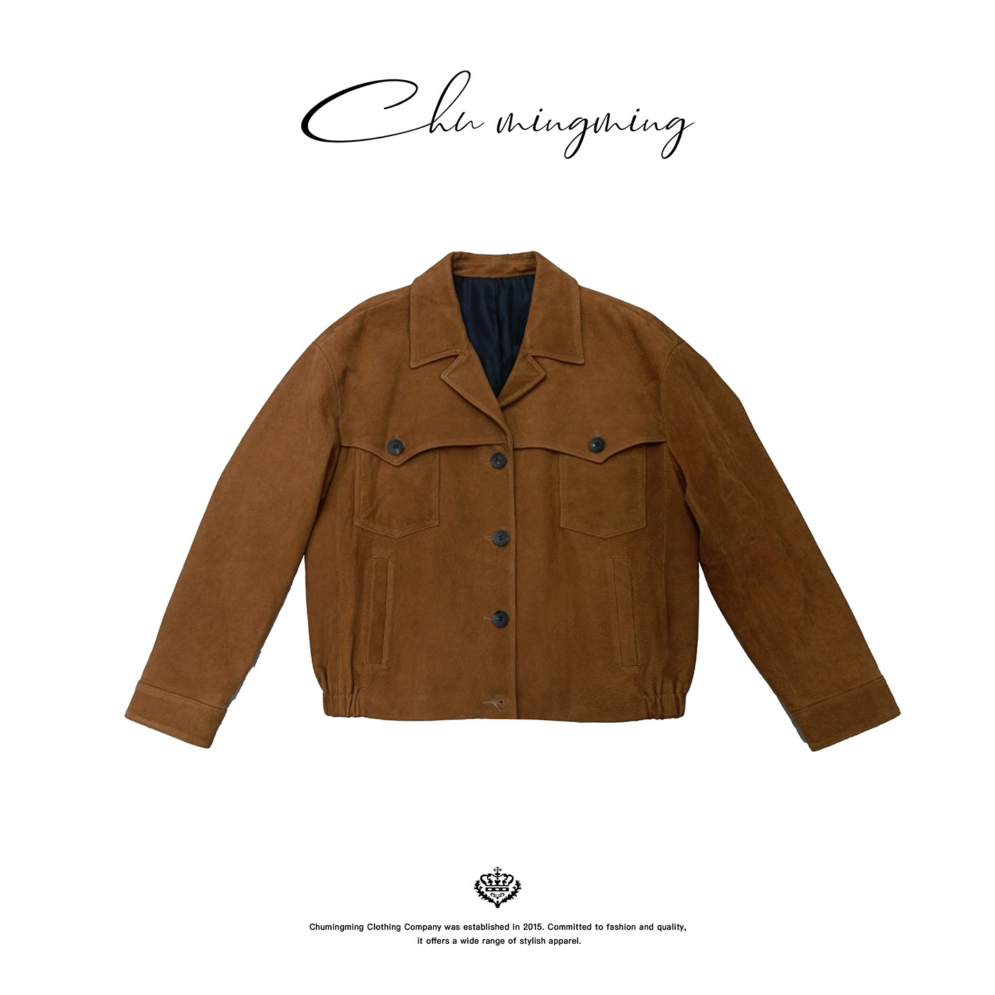 CHU楚妞头层羊皮羊反绒短外套2025冬季新款女高级感美式复古夹克