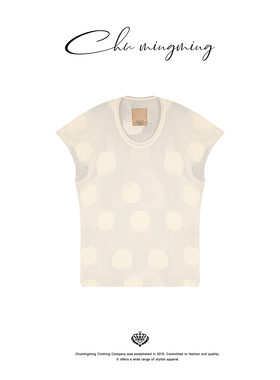 CHU楚妞[波趣]纯棉波点提花短袖T恤2026夏季新款女慵懒风打底上衣