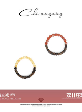 CHU楚妞串色手串南红沉香木新中式串珠手链蜜蜡叠戴转运珠送礼物