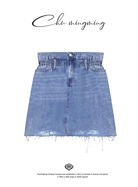 CHU楚妞  褶皱牛仔半裙YR0204