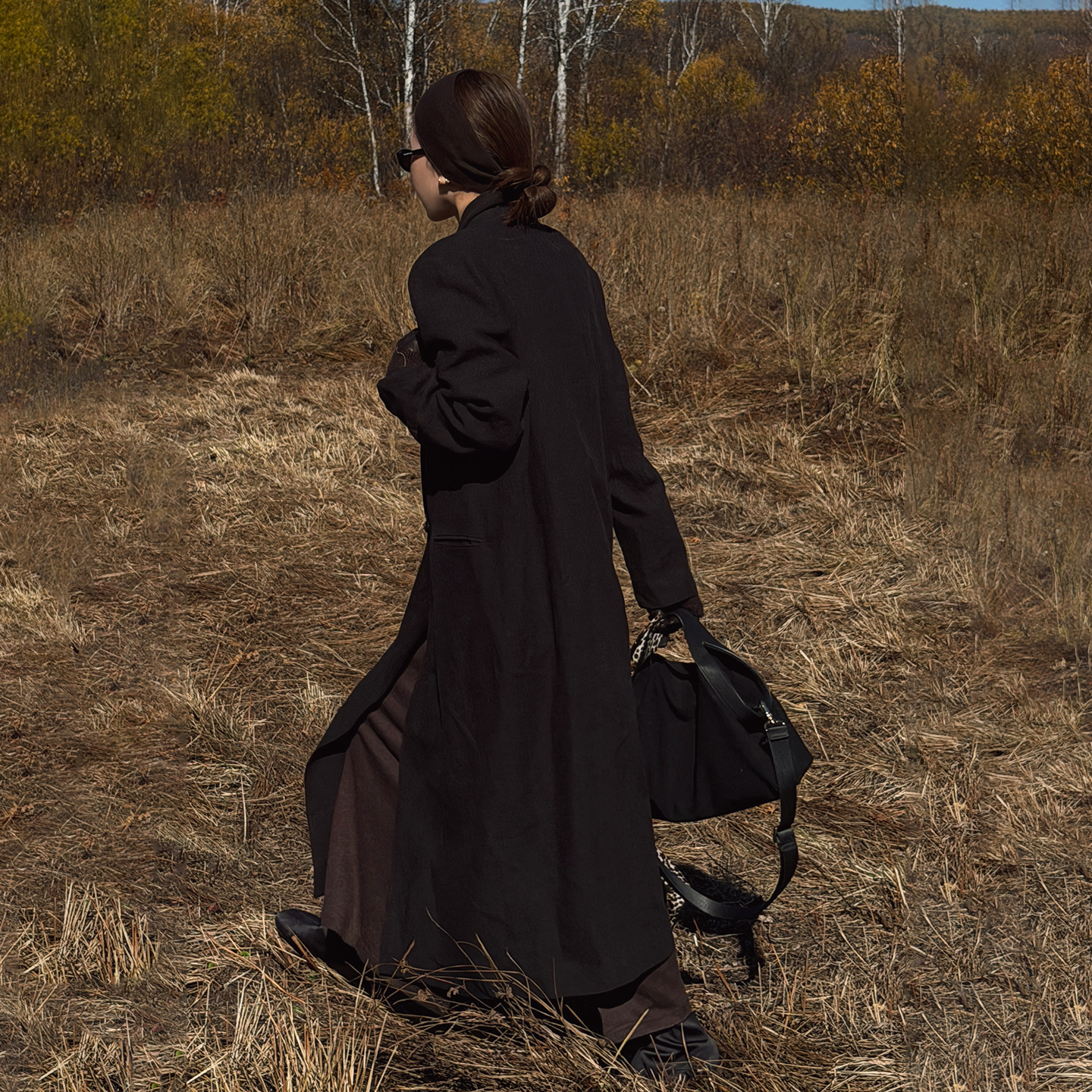 亚麻翻领长款高级老钱风衣外套