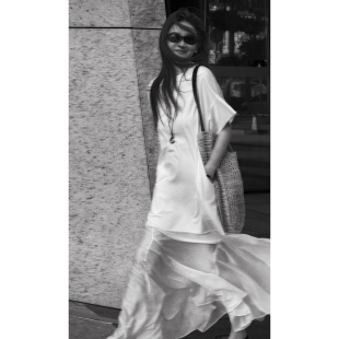 CHU楚妞[鱼尾]莫代尔天丝肤感拼接连衣裙2026春夏季新款女裙子