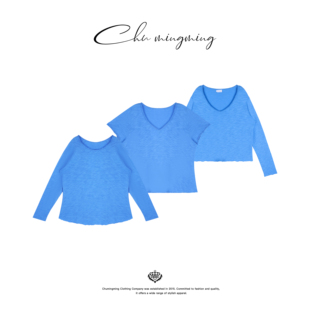 新款 纯棉做旧T恤2025夏秋系列季 女宽松休闲打底上衣 风信 CHU楚妞